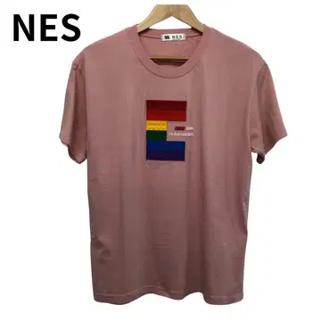 NES 반팔 셔츠 레고 LEGO 블록 프린트 핑크 한국 둥근넥