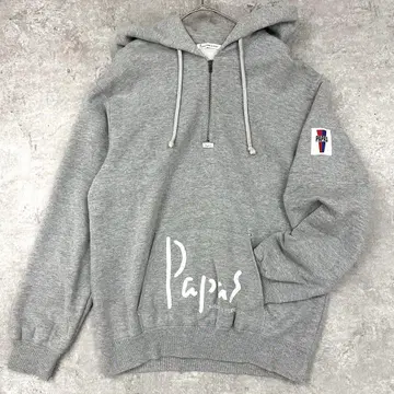 Papas 후드티 하프 지퍼 그레이 파파스 그레이 양면 프린트