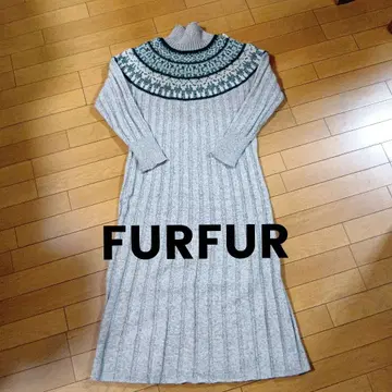 새상품급 퍼퍼 FURFUR 노르딕 무늬 리브 니트 원피스 양모