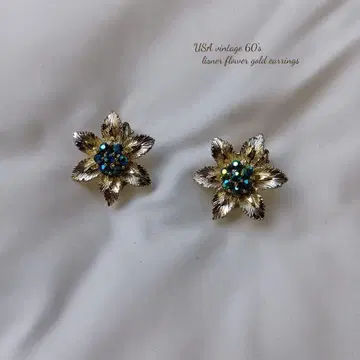 USA vintage 60's lisner 골드 플라워 귀찌