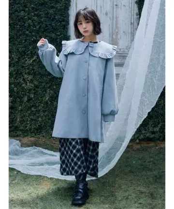 메리제니 merry jenny 세일러 카라 A라인 코트 블루