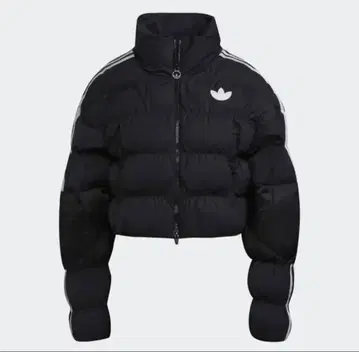adidas 퍼 크롭 패딩 크롭 다운 자켓 블랙