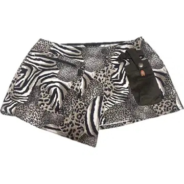 이타리야 제브라 레오파드 무늬 랩 미니 스커트 택 포함