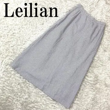 Leilian 레리안 플레어 스커트 스트라이프 블루 9 B297