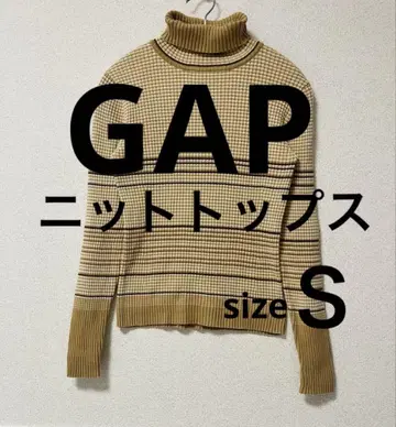 GAP 멀티 보더 터틀넥 리브 니트탑 베이지 하이넥