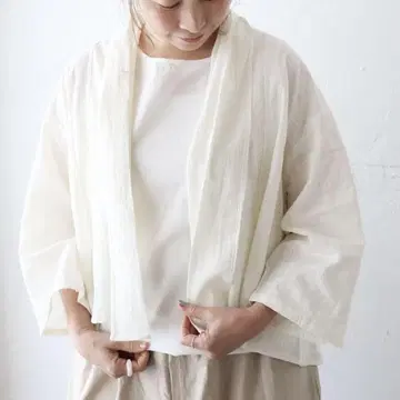 이치앤티크 도비 스트라이프 로브 면린넨 겉옷 가디건