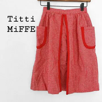Titti MiLFFE 미디 기장 스커트 레드 계열 하운드투스 포켓 버튼