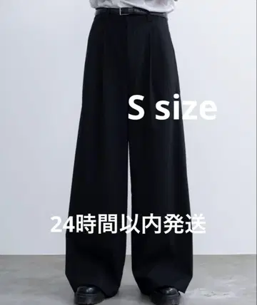 SINSS2 턱 와이드 스트레이트 스트라이프 슬랙스 S 블랙