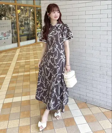 [ NICE CLAUP ] 리본 플레어 패턴 원피스 ayano 기획