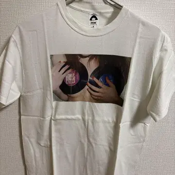 레코드 프린트 T셔츠 M 화이트