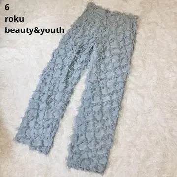 로쿠 6 roku beauty&youth 프린지 자카드 팬츠 BLUE