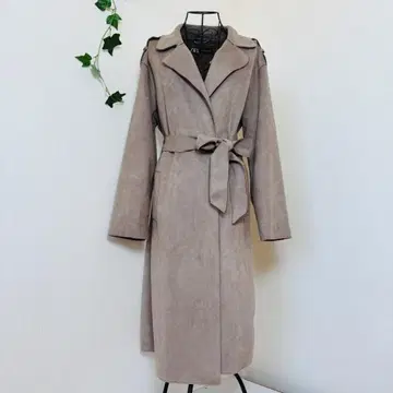자라 ZARA 스웨이드 트렌치코트 벨트 포함 버튼리스
