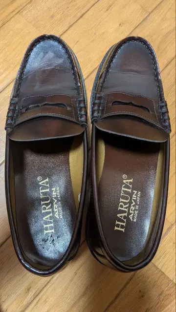 HARUTA 브라운 가죽 로퍼 27cm