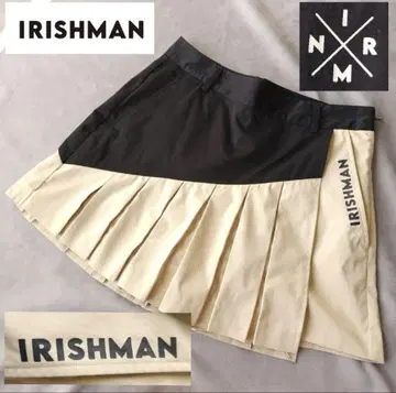 IRISHMAN 플리츠 스커트 블랙 베이지