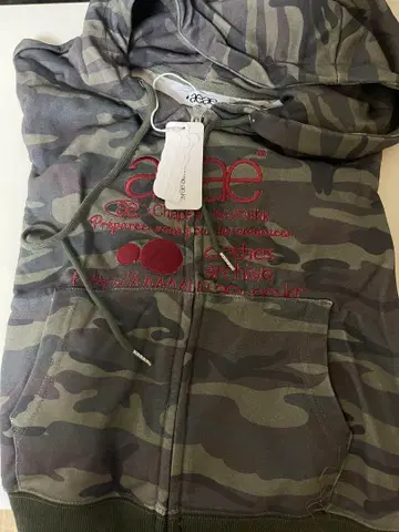 카모 패턴 집업 후드티 크롭