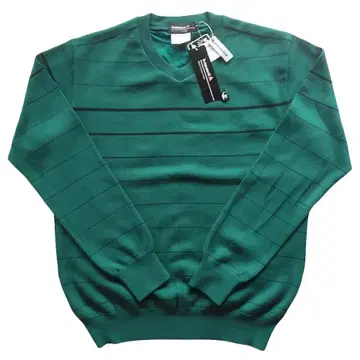 새상품 le coq sportif 그린 스트라이프 V넥 스웨터 LL
