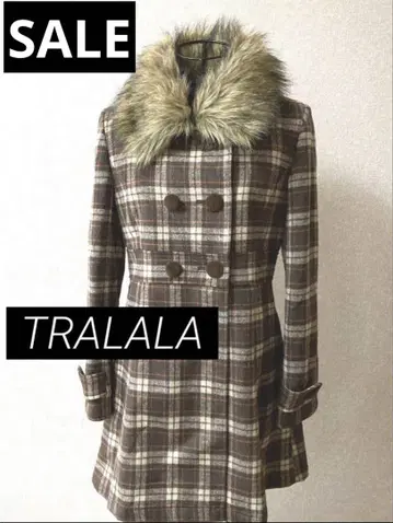[ 새상품 ] TRALALA 트랄랄라 퍼 체크 미들 코트