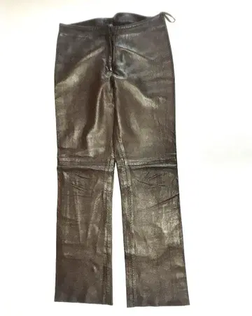 BCBG MAXAZRIA 가죽 팬츠 천연 가죽 브라운
