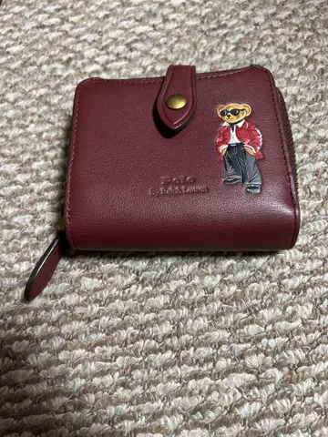 폴로 랄프로렌 2단 접이식 지갑 폴로베어 가죽 베어 곰 로고