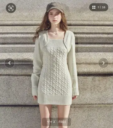 Heather 페이크 레이어드 케이블 미니 원피스