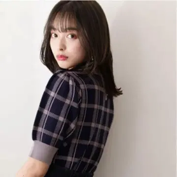 프로포션 체크 니트 반팔