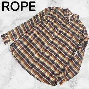ROPE 로페 체크 셔츠 일본제 빨간색 브라운 노랑 36