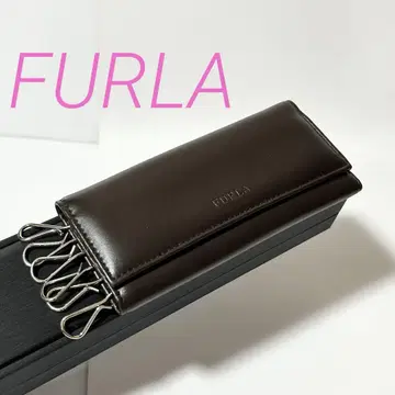 새상품급 FURLA 훌라 6연 키케이스 열쇠고리 가죽 브라운