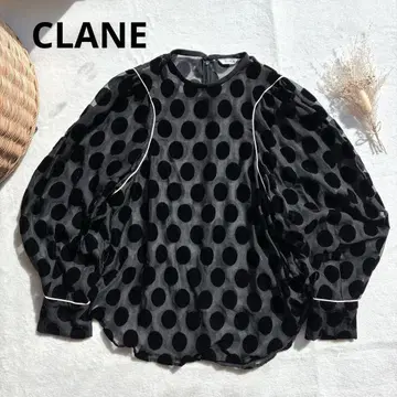 CLANE BIG DOT OPAL TOPS 도트 블라우스 블랙 M