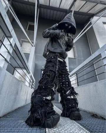 인기 UNIZ BLACK MONSTER PANTS opium