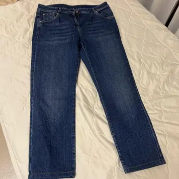 브루넬로쿠치넬리 모니엘레 장식 다크 블루 스트레이트 레그 데님 팬츠