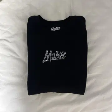 MOBB 스톤 장식 블랙 긴팔 티셔츠 M