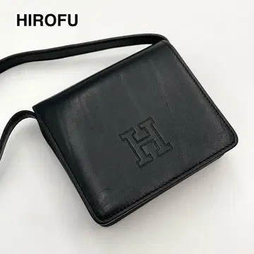 초레어! 새상품급 HIROFU 미니 핸들 부착형 지갑 블랙 가죽 H 로고
