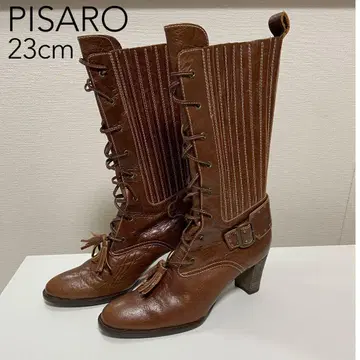 PISARO 천연 가죽 가죽 부츠 자키 부츠 레이스업 부츠 23cm