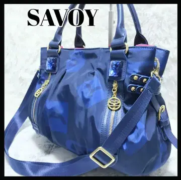 [컨디션 최상] SAVOY 사보이 2way 숄더백 골드 금장 장식 비쥬