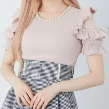 앙크루즈 양산형 핑크 펄 장식 상의