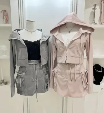 버블스 벨벳 후드티 셋업