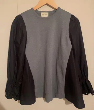 UNITED ARROWS 스캘럽 콤비 슬리브 풀오버
