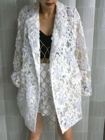 Ameri FLOWER MIX LACE SHEER JACKET