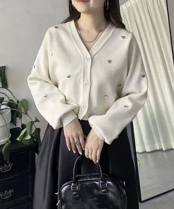 하트 스터드 가디건 M