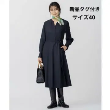 새상품 23구 22AW 울 조젯 원피스 벨트 40 네이비