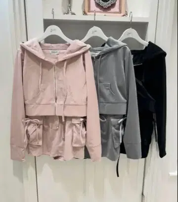 버블스 벨벳 후드티 셋업