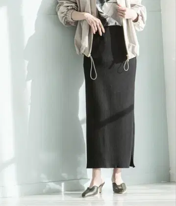 Noble 노블 골지 타이트 스커트 블랙 38 일본제