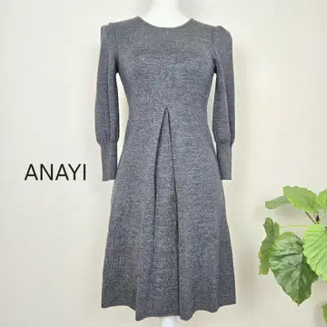 ANAYI 아나이 니트 원피스 둥근넥 그레이 36 S 무지 7부 기장
