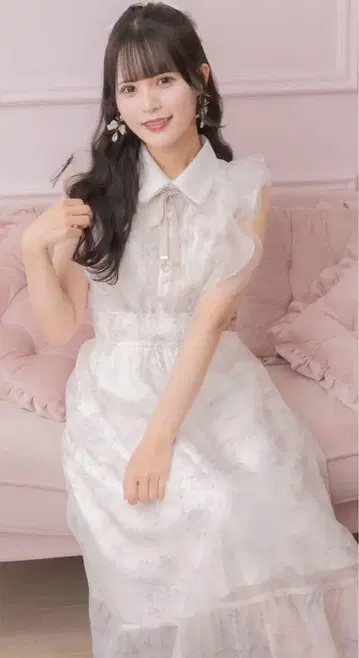 프릴 슬리브 꽃무늬 롱 원피스