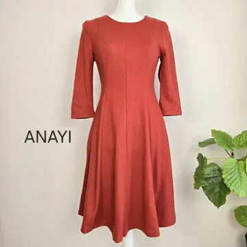 ANAYI 아나이 38 원피스 울 빨간색 7부 기장 플레어 무지 M