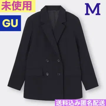 미사용 [ GU ] 블랙 테일러드 더블 자켓 더블 버튼