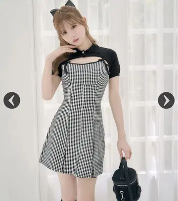 미셸 마카롱 숏 볼레로 앙상블 깅엄 원피스