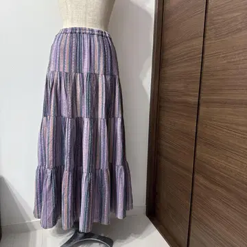 티티카카 롱 스커트 퍼플 플레어 허리밴딩