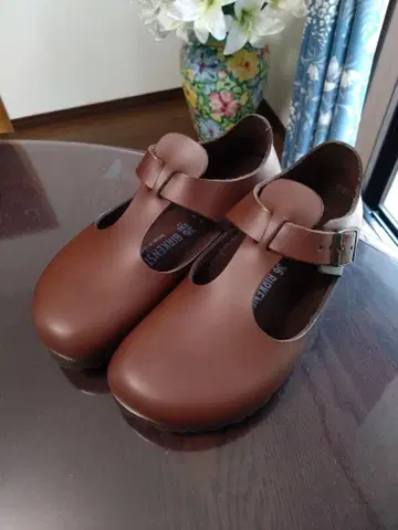 [ 새상품 미사용 ] 버켄스탁 티켈 천연 가죽 23cm 다크 브라운