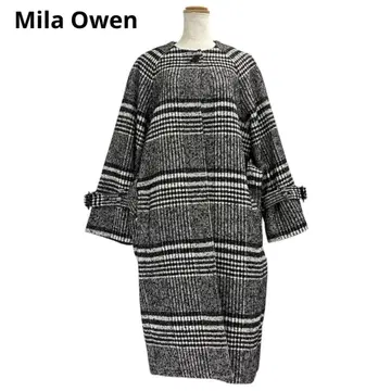 새상품급 Mila Owen 노카라 울 코트 S 블랙 b5i007
